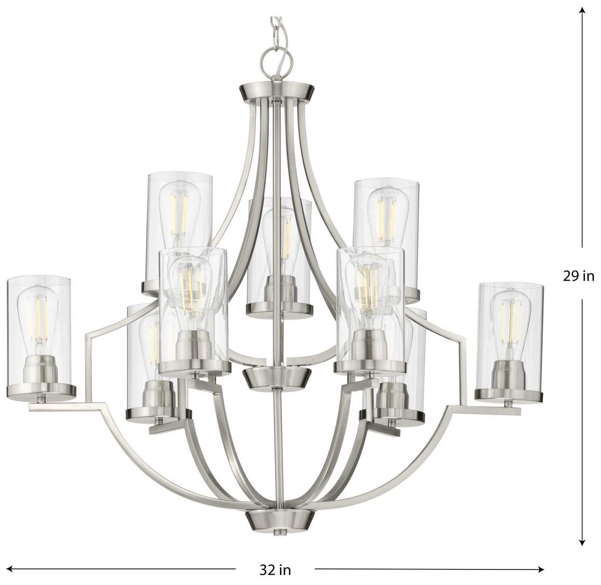 Image 4 Lassiter Collection Nine-Light Clear Glass Chandelier Light more views