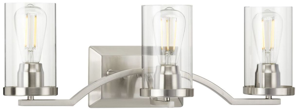 Lassiter Collection Three-Light Clear Glass Modern Bath Vanity Light