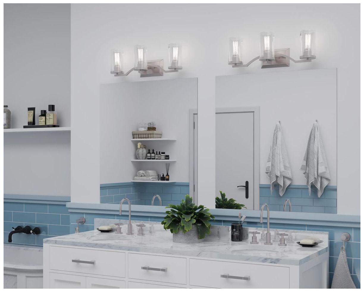 Image 2 Lassiter Collection Three-Light Clear Glass Modern Bath Vanity Light more views