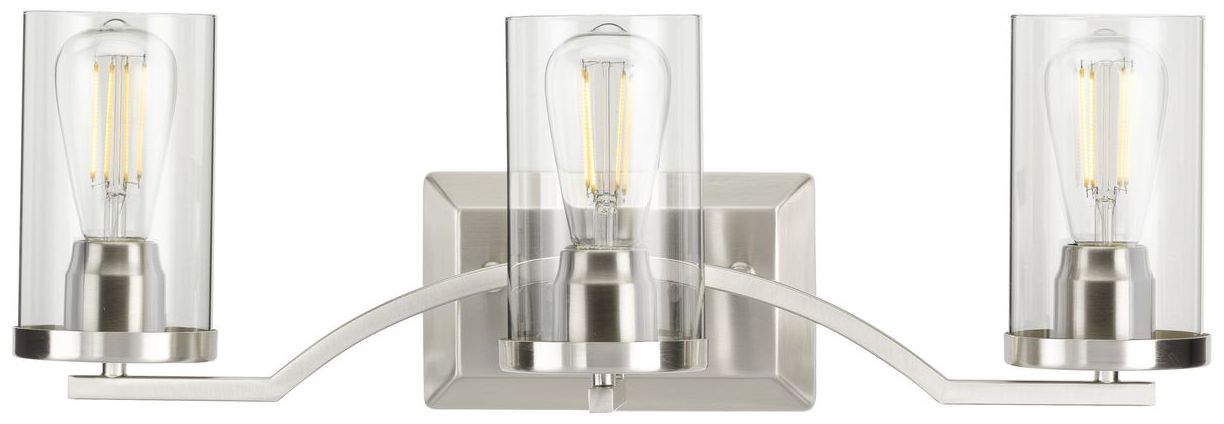 Image 3 Lassiter Collection Three-Light Clear Glass Modern Bath Vanity Light more views