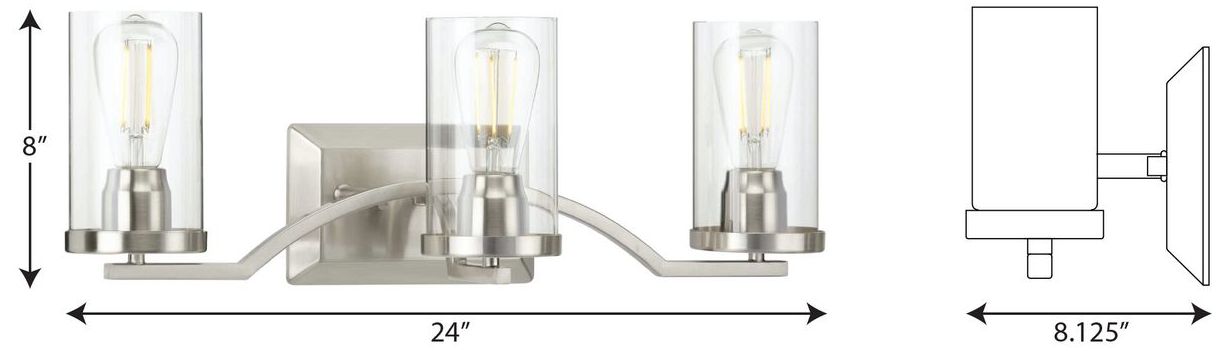 Image 4 Lassiter Collection Three-Light Clear Glass Modern Bath Vanity Light more views