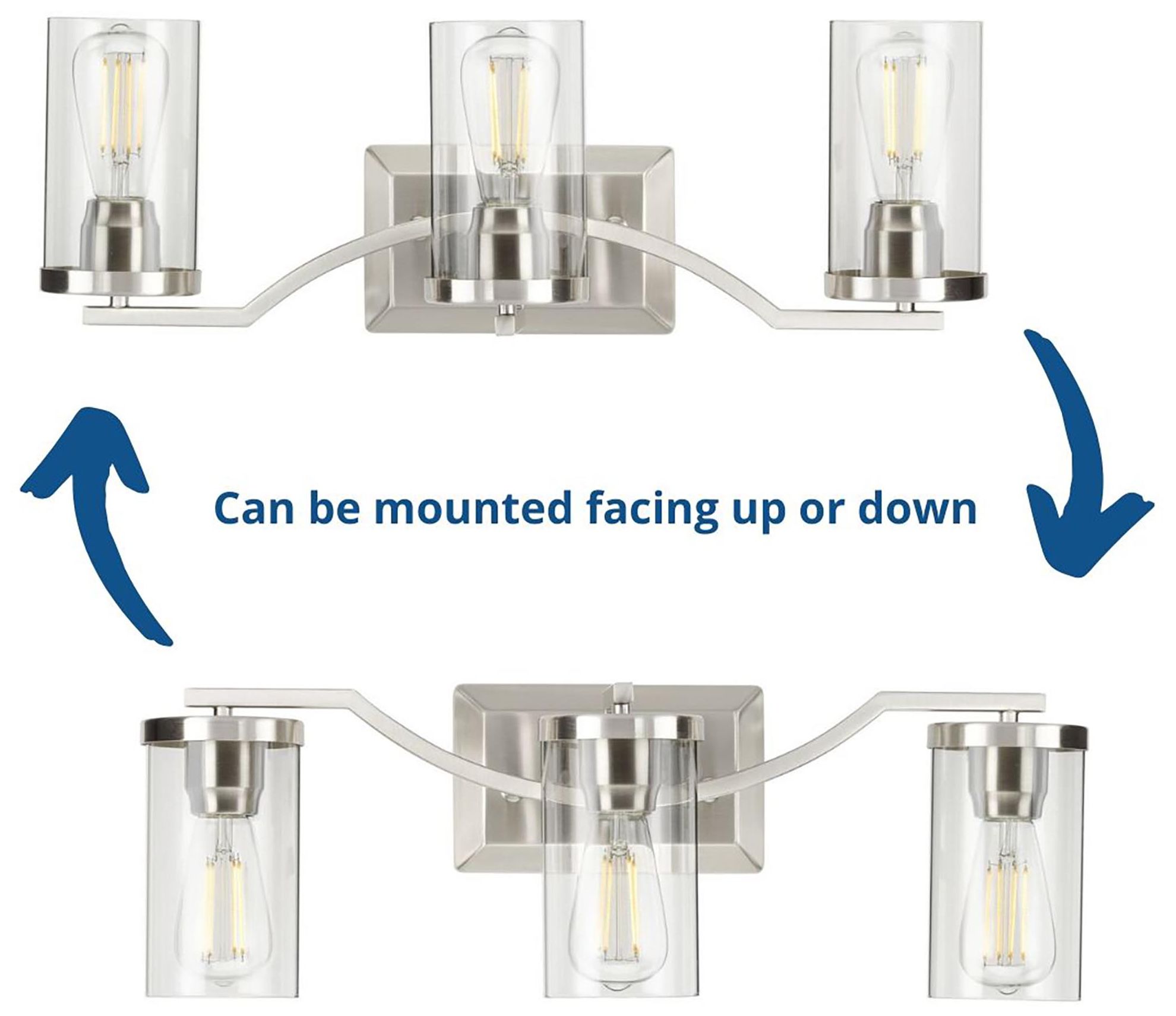 Image 6 Lassiter Collection Three-Light Clear Glass Modern Bath Vanity Light more views
