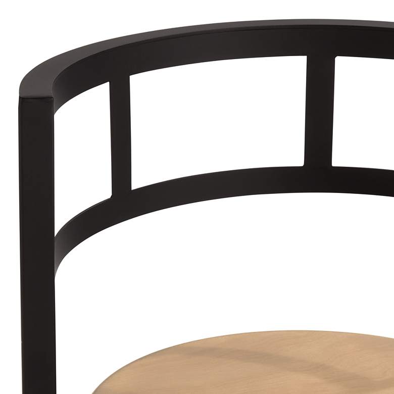 Image 3 Latham 25 1/4" Matte Black Metal and Wood Swivel Counter Stool more views