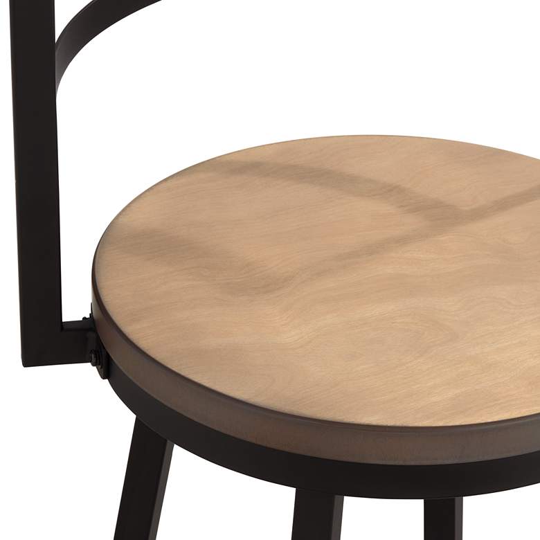 Image 4 Latham 25 1/4" Matte Black Metal and Wood Swivel Counter Stool more views