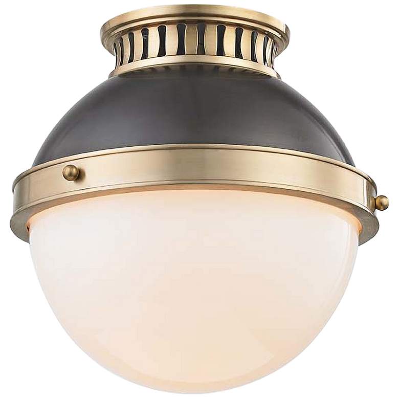 Image 1 Latham 9 1/2 inch Wide Aged and Distressed Bronze Ceiling Light