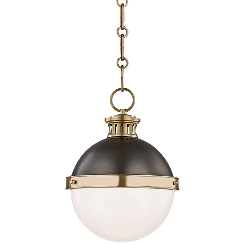 Image 2 Latham 9 1/2"W Aged Brass and Antique Bronze Mini Pendant