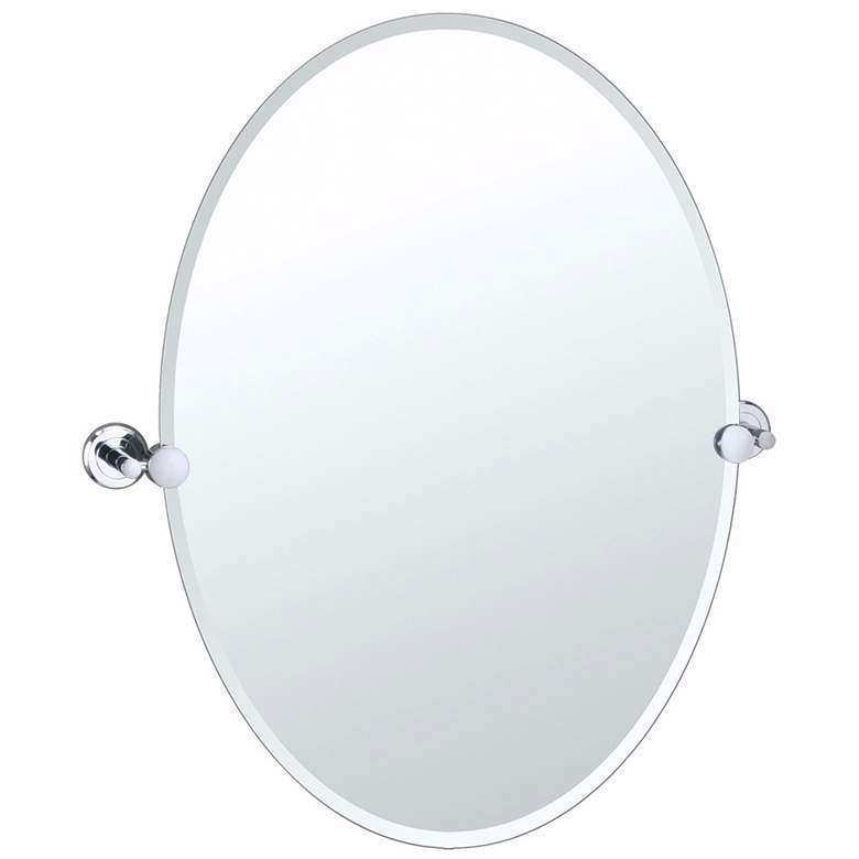 Image 1 Latitude 2 Chrome Finish 23 1/2" x 26 1/2" Oval Wall Mirror