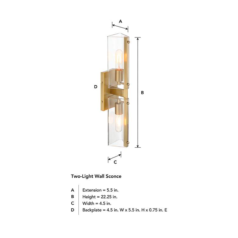 Image 7 Latitude 22 1/4" High Brushed Gold 2-Light Wall Sconce more views