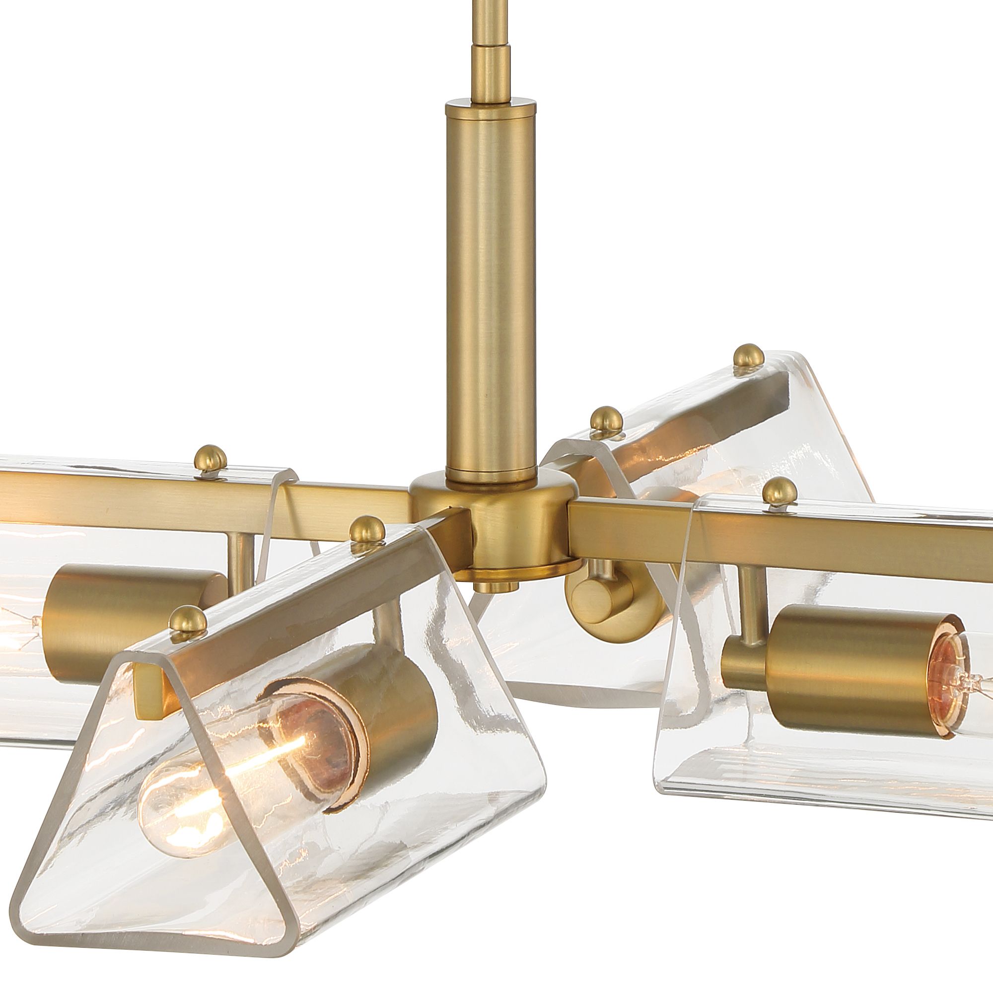 Image 3 Latitude 24 in. 4-Light Brushed Gold Modern Chandelier with Glass Shades more views