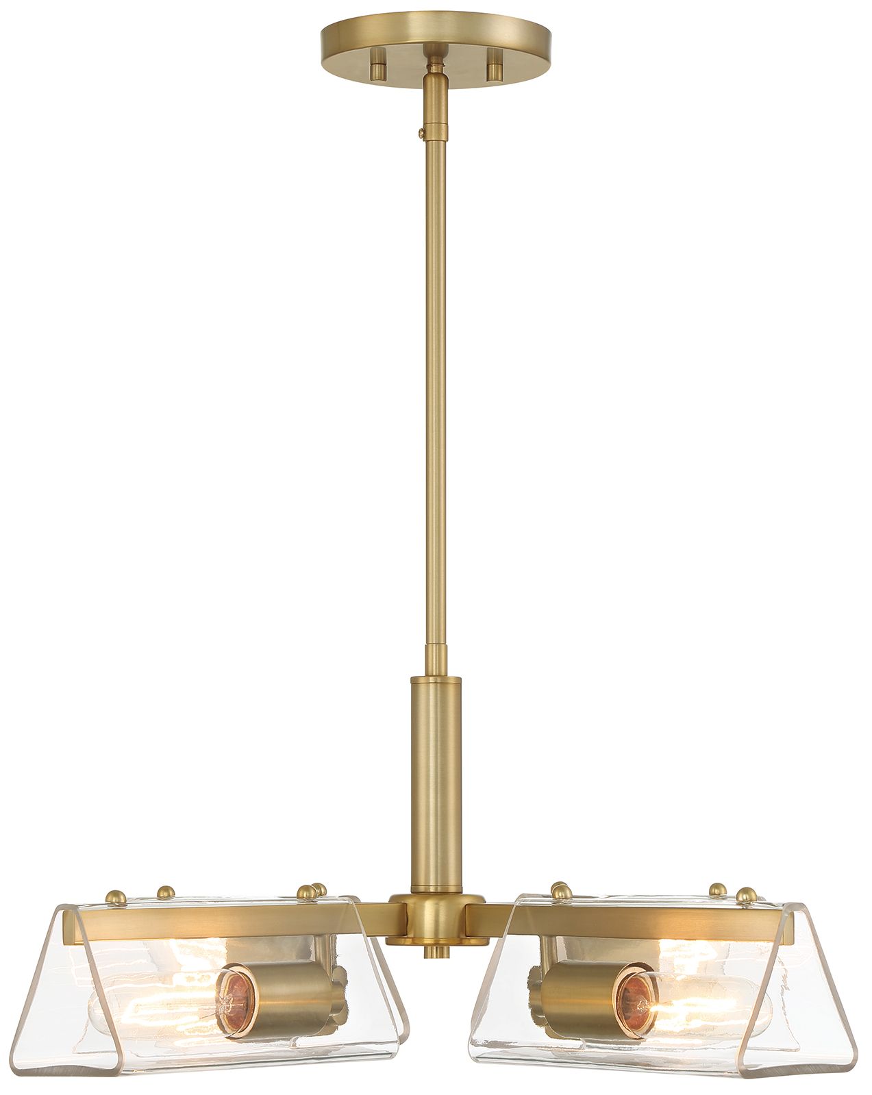 Image 6 Latitude 24 in. 4-Light Brushed Gold Modern Chandelier with Glass Shades more views