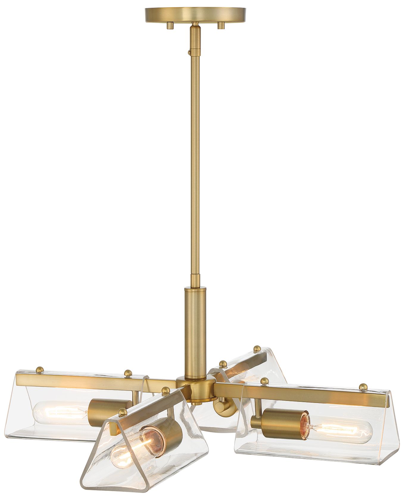 Image 7 Latitude 24 in. 4-Light Brushed Gold Modern Chandelier with Glass Shades more views