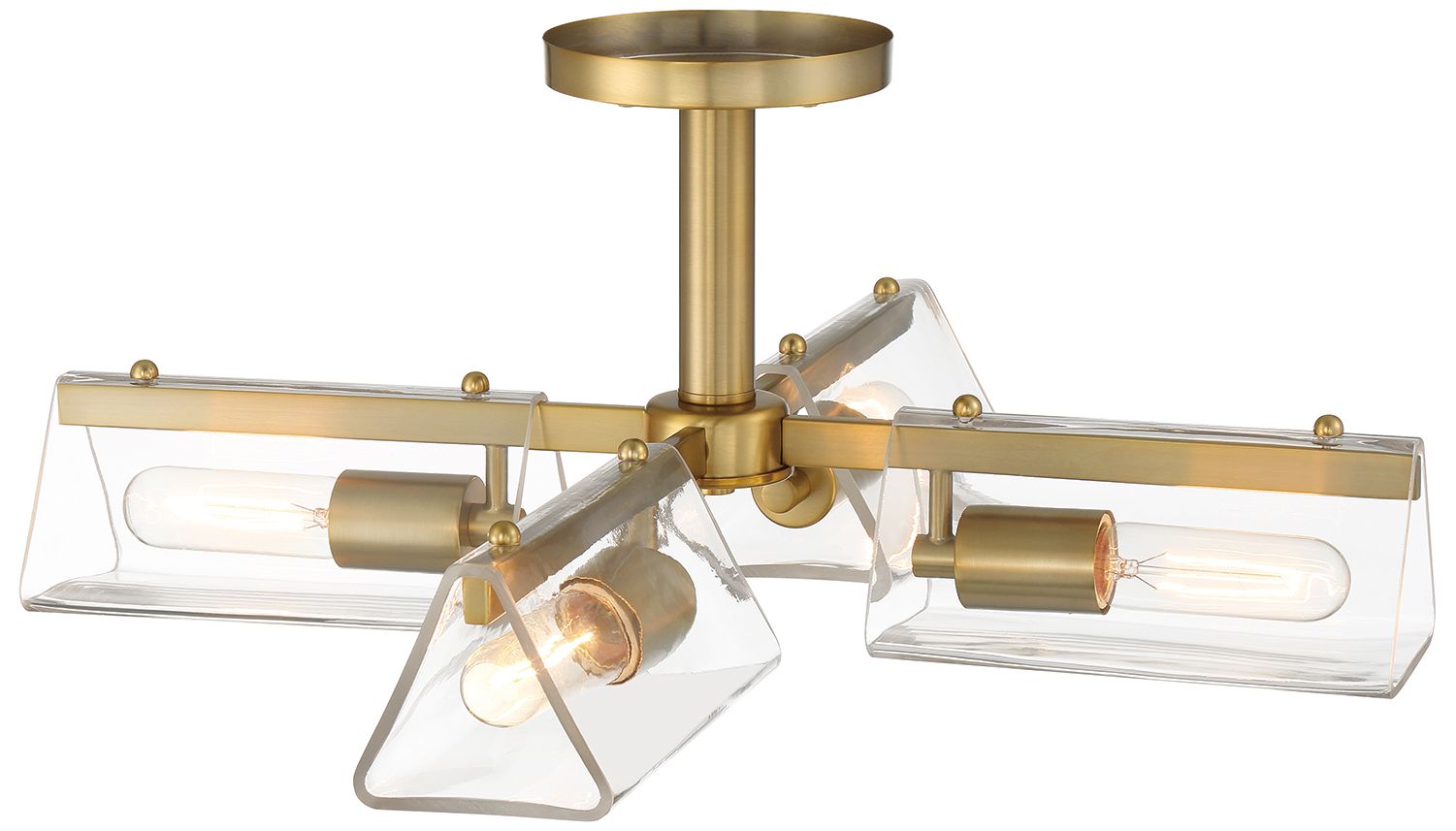 Latitude 24 in. 4-Light Brushed Gold Modern Chandelier with Glass Shades