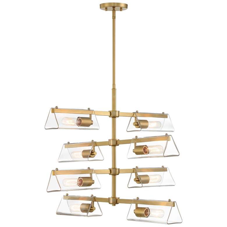 Image 1 Latitude 28.5 in. 8-Light Brushed Gold Modern Chandelier with Glass Shades