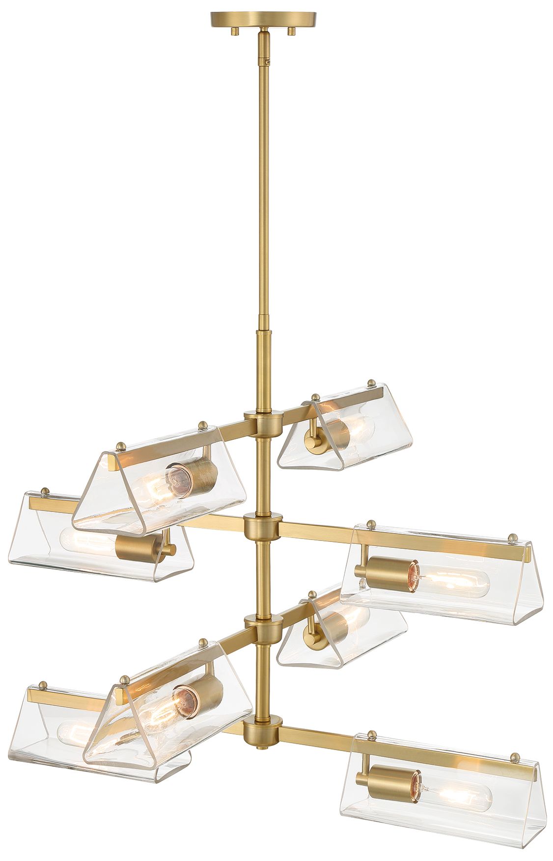 Latitude 28.5 in. 8-Light Brushed Gold Modern Chandelier with Glass Shades