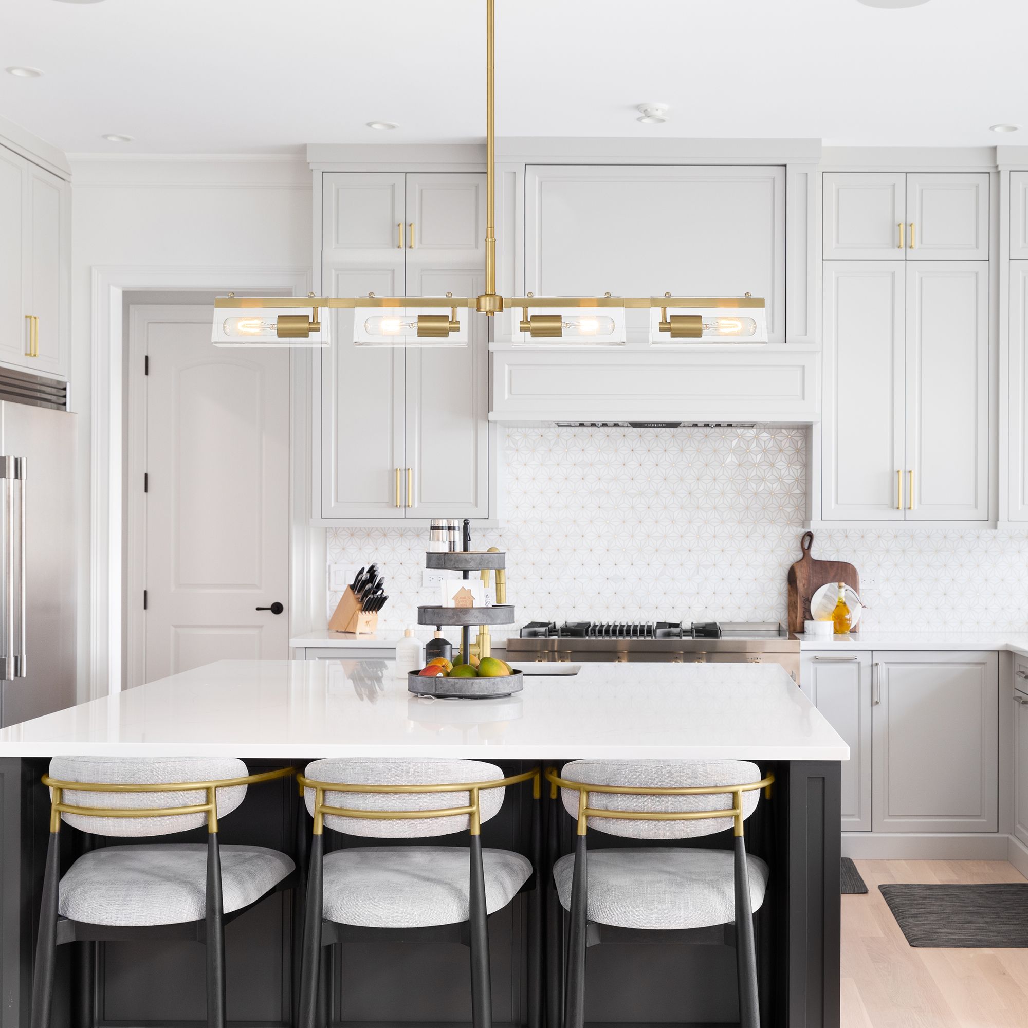 Latitude 40.25 in. 4-Light Brushed Gold Modern Island Pendant Light