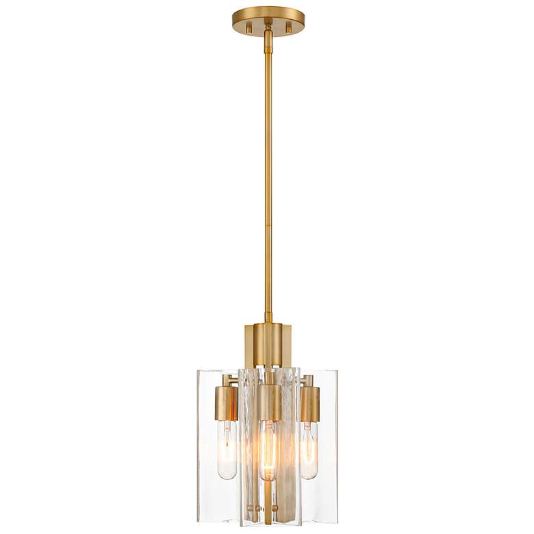 Image 2 Latitude 9 1/2" Wide Brushed Gold 3-Light Pendant