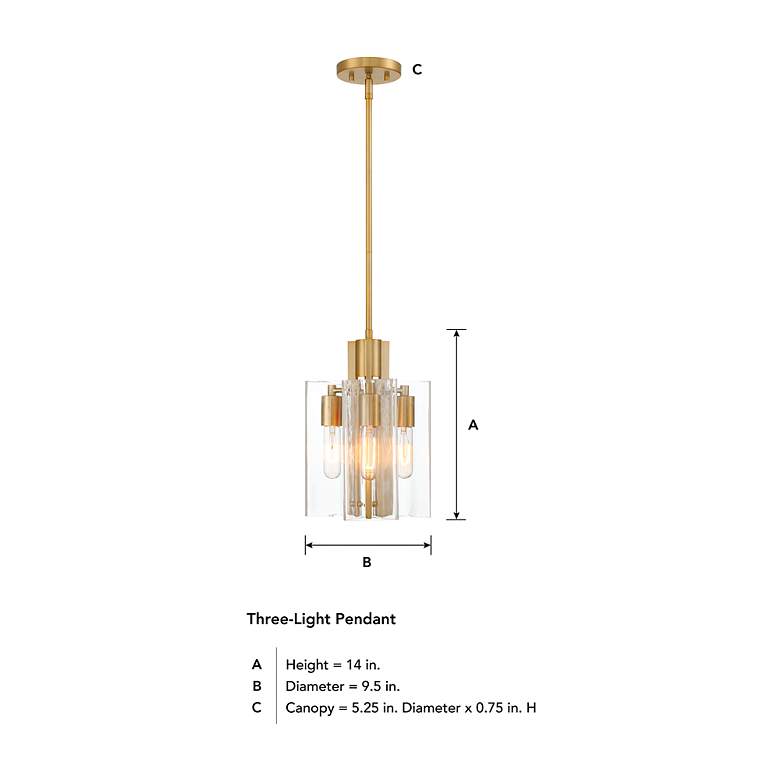 Image 4 Latitude 9 1/2" Wide Brushed Gold 3-Light Pendant more views