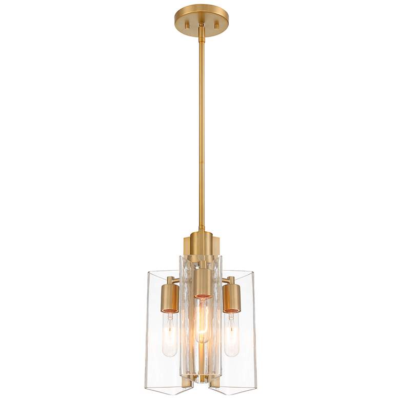 Image 5 Latitude 9 1/2" Wide Brushed Gold 3-Light Pendant more views