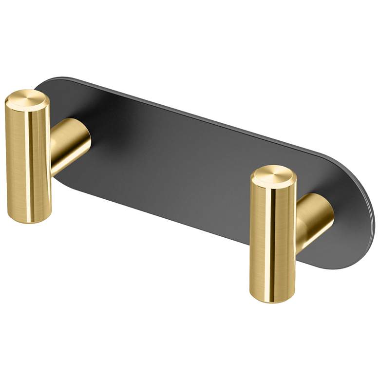 Image 1 Latitude II All Modern Decor 6.5"L Double Robe Hook, Matte Black/Brass