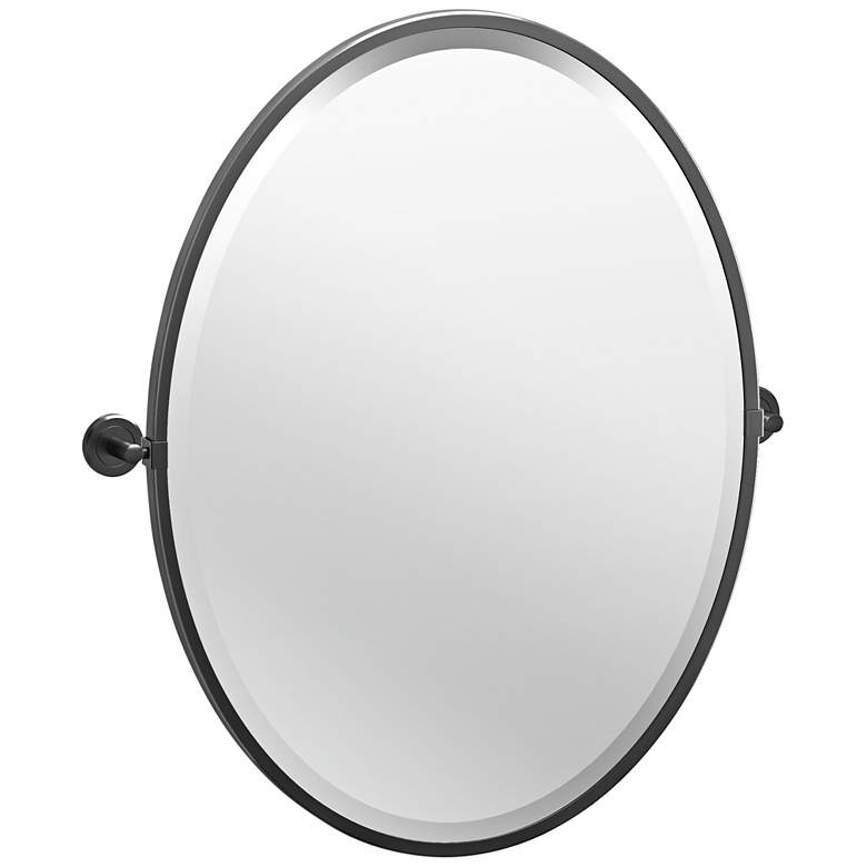 Image 1 Latitude II Black 23 3/4" x 27 1/2" Framed Oval Wall Mirror