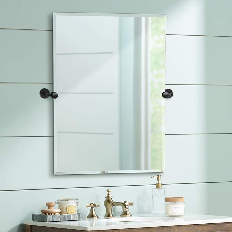 Image 1 Latitude II Black 27 1/2" x 31 1/2" Rectangular Wall Mirror