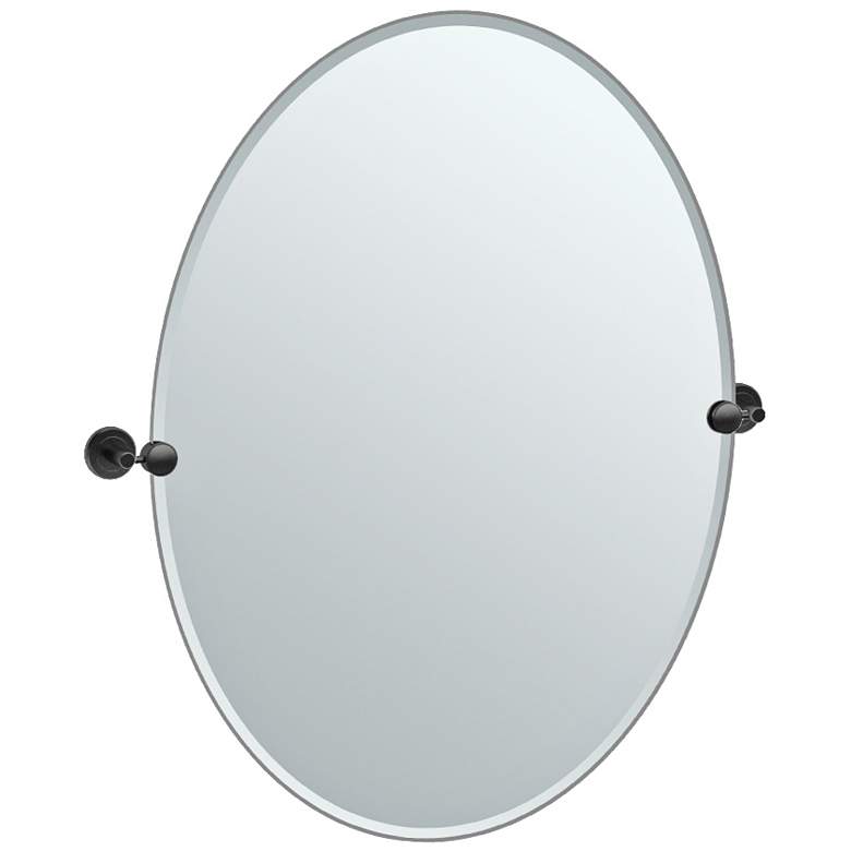 Image 1 Latitude II Black 28 1/4 inch x 32 inch Oval Wall Mirror