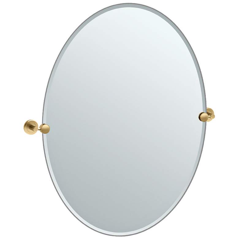 Image 1 Latitude II Brass 28 1/4 inch x 32 inch Large Oval Wall Mirror