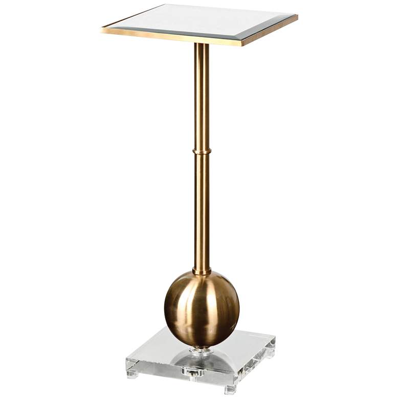 Image 2 Laton 12" Wide Brushed Brass Accent Table with Mirror Top