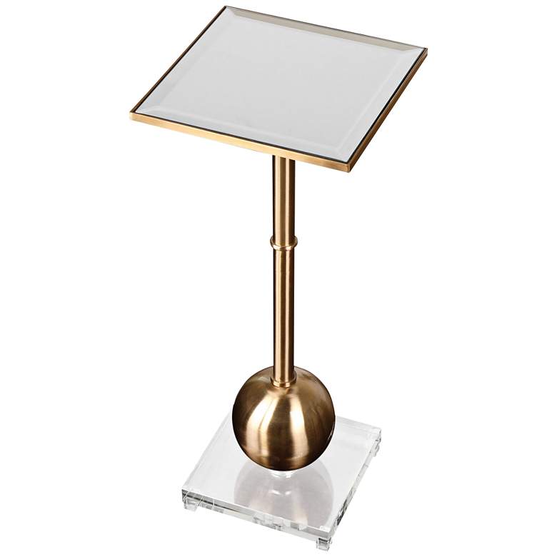 Image 3 Laton 12" Wide Brushed Brass Accent Table with Mirror Top more views