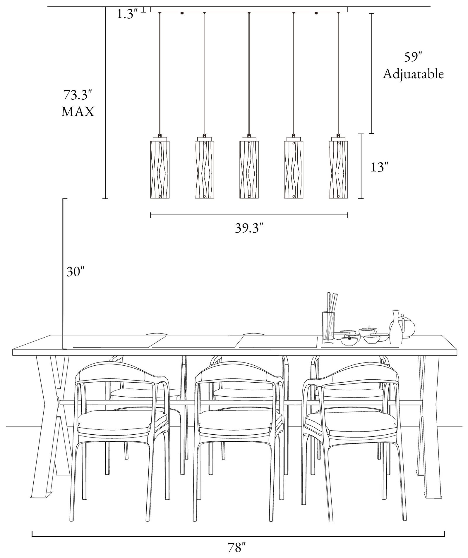 Latreia 5-Light LED Glass Island Pendant Light - Made to Order
