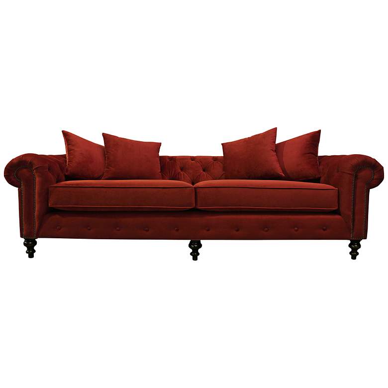 Image 1 Latrice Red Velvet 103 inch Wide Hand-Crafted Sofa