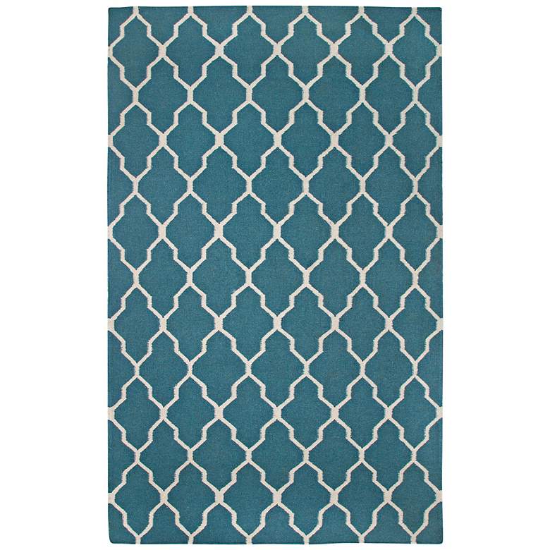 Image 1 Lattice Collection Teal Flat Woven 5&#39;x8&#39; Area Rug