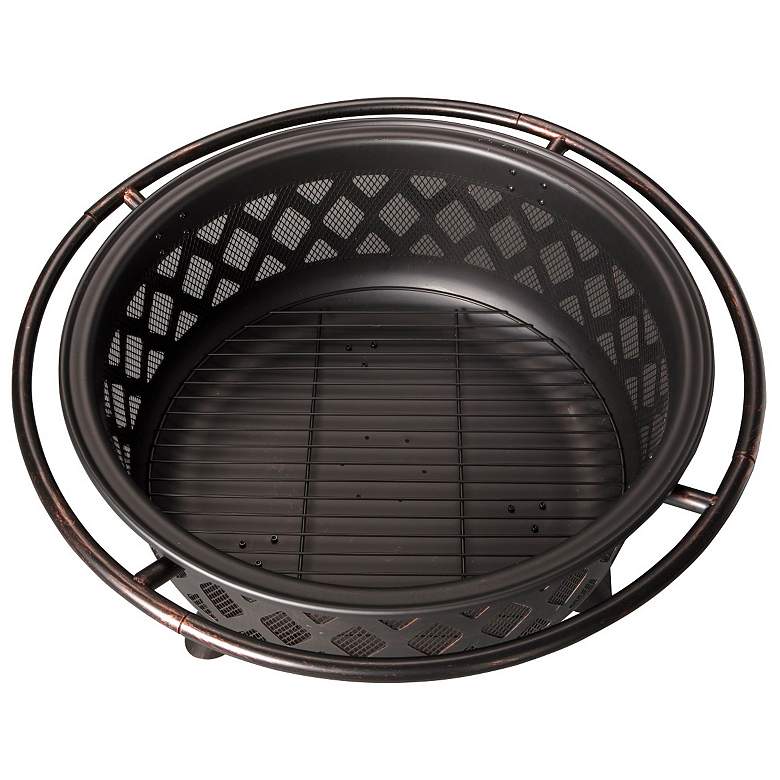 Image 3 Lattice Design 35 3/4" Wide Wood Burning Outdoor Fire Pit more views