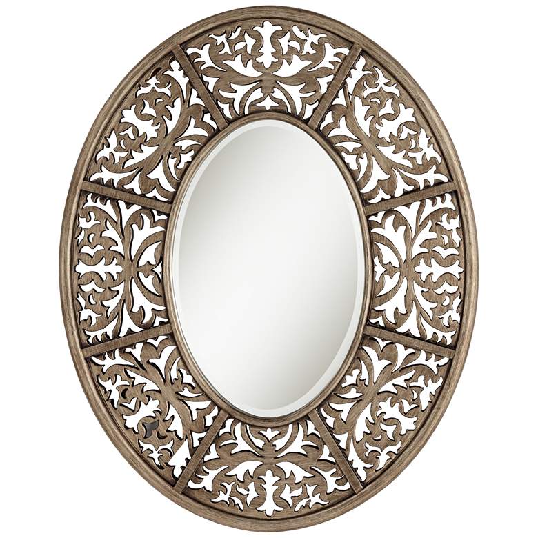Image 1 Lattice Golden Brown 28 3/4 inch x 36 inch Oval Wall Mirror