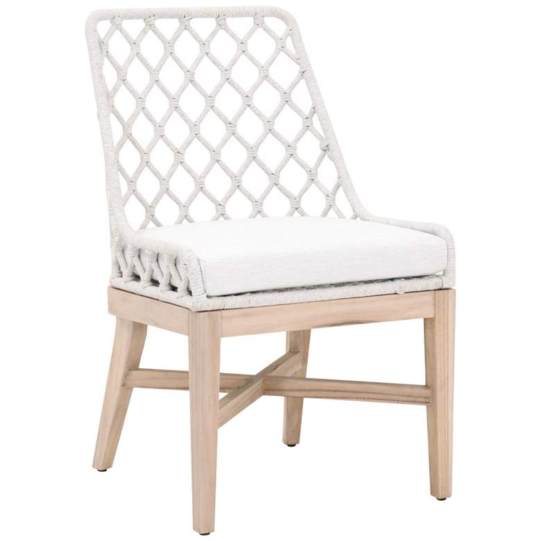 Image 1 Lattis White Speckle Woven Outdoor Dining Chair