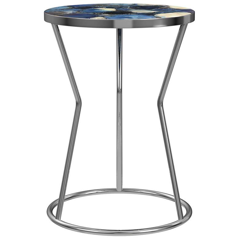Image 1 Lauer 21" Stainless Steel and Agate Accent Table