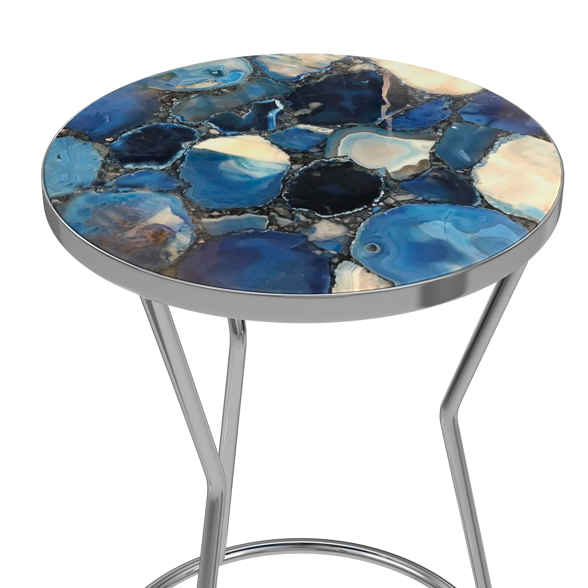 Image 3 Lauer 21" Stainless Steel and Agate Accent Table more views