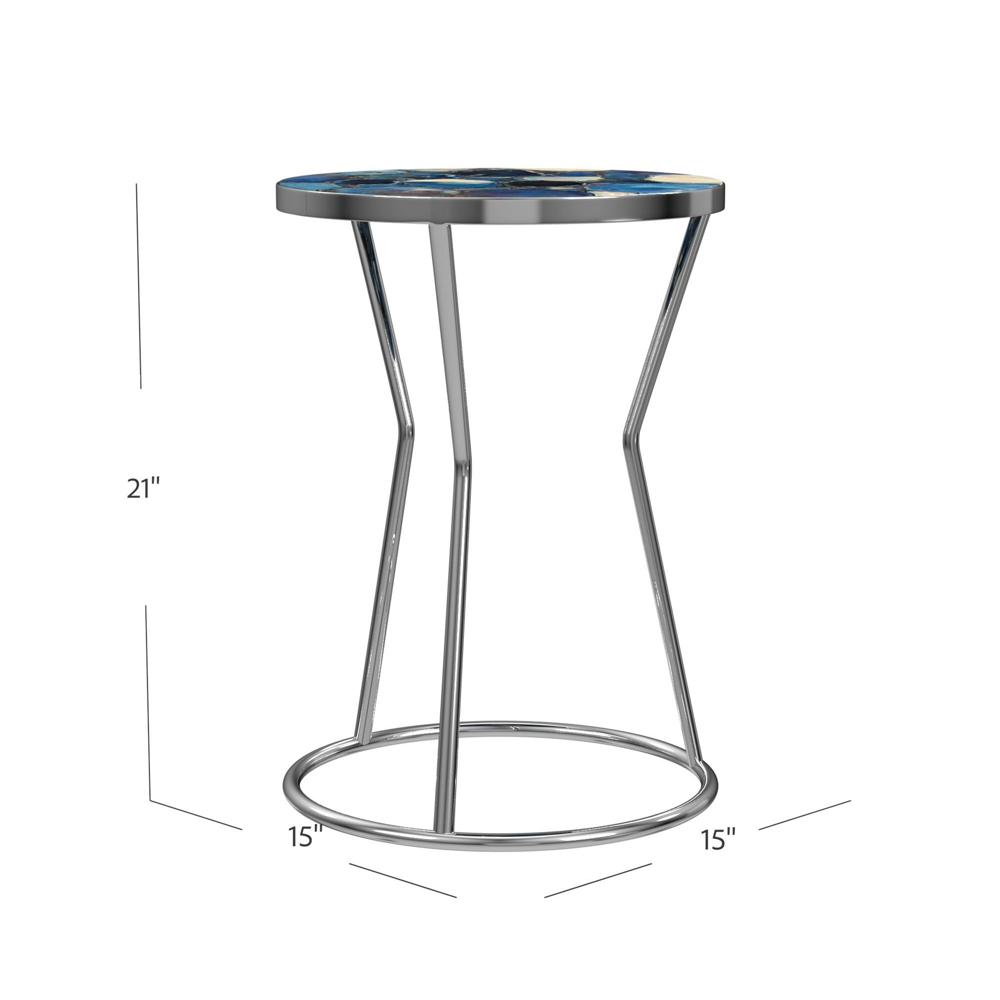 Image 6 Lauer 21" Stainless Steel and Agate Accent Table more views