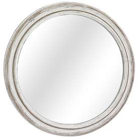 Image1 of Laughlin Light Brown and White 36 1/4" Round Wall Mirror