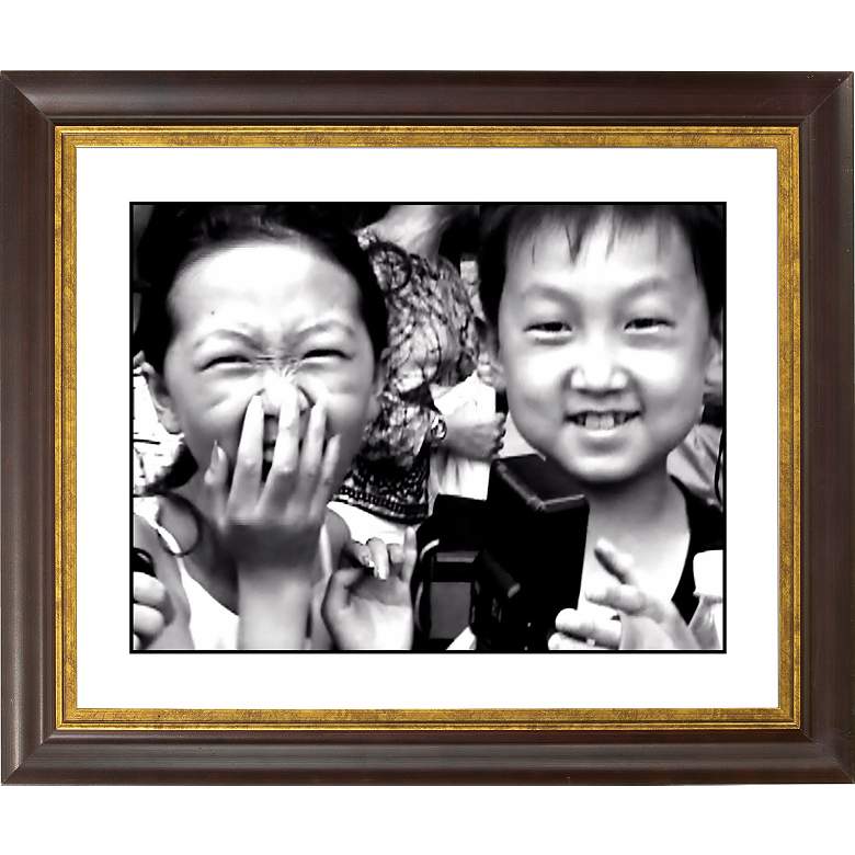 Image 1 Laughter Gold Bronze Frame Giclee 20 inch Wide Wall Art