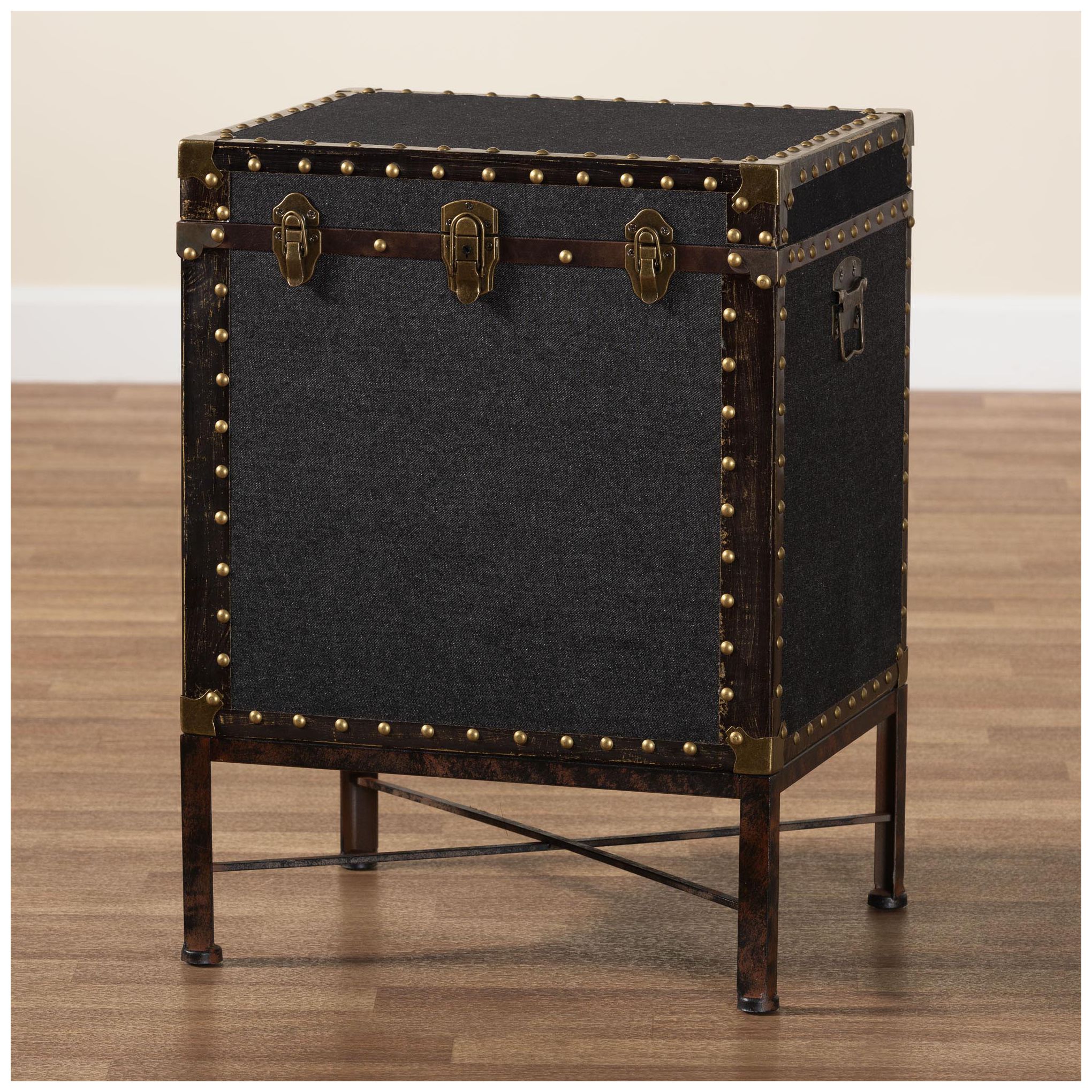 Laura 18 1/2" Wide Black Canvas Lift Top Trunk End Table