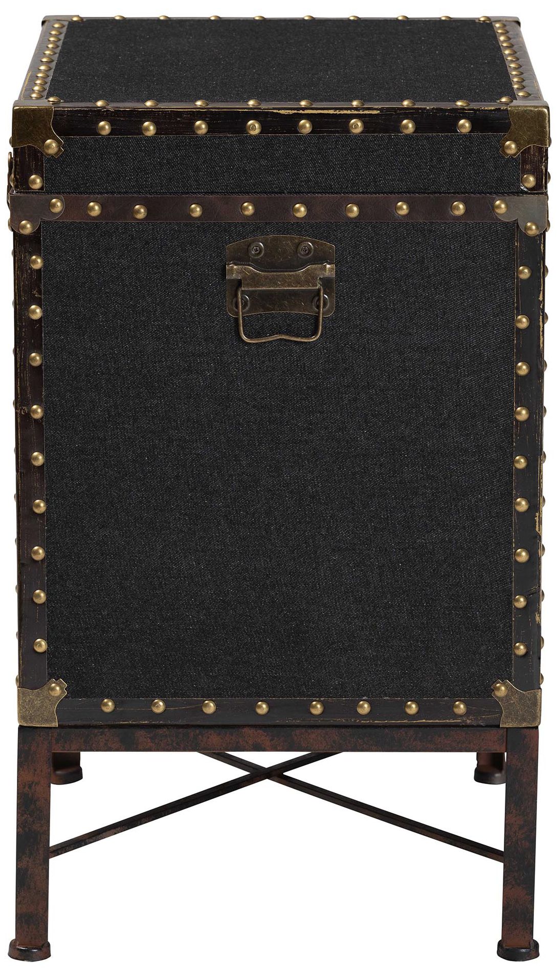 Image 6 Laura 18 1/2" Wide Black Canvas Lift Top Trunk End Table more views