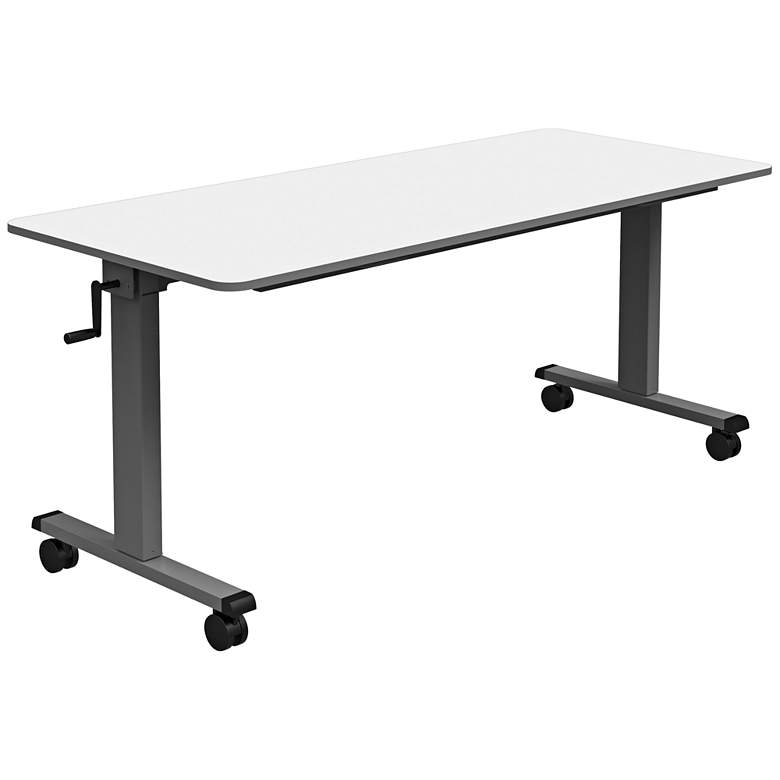 Image 1 Laura Gray Small Adjustable Flip Top Table with Crank Handle