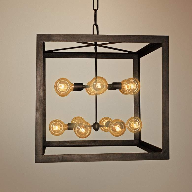 Image 1 Laura Lee Edison 26" Wide Bronze Rust 12-Light Pendant