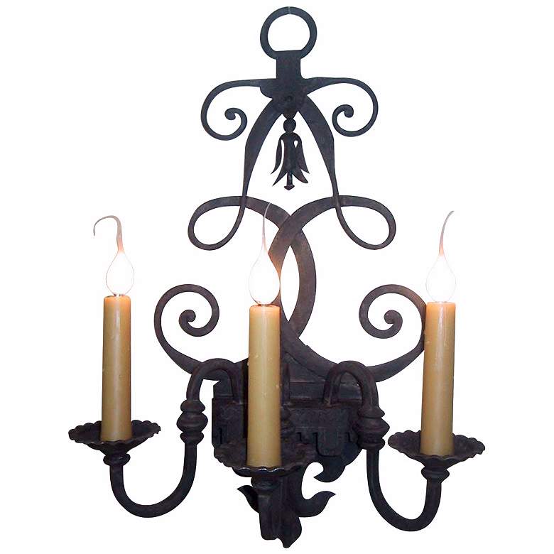 Image 1 Laura Lee Fleur De Lis 3-Light 26" High Wall Sconce