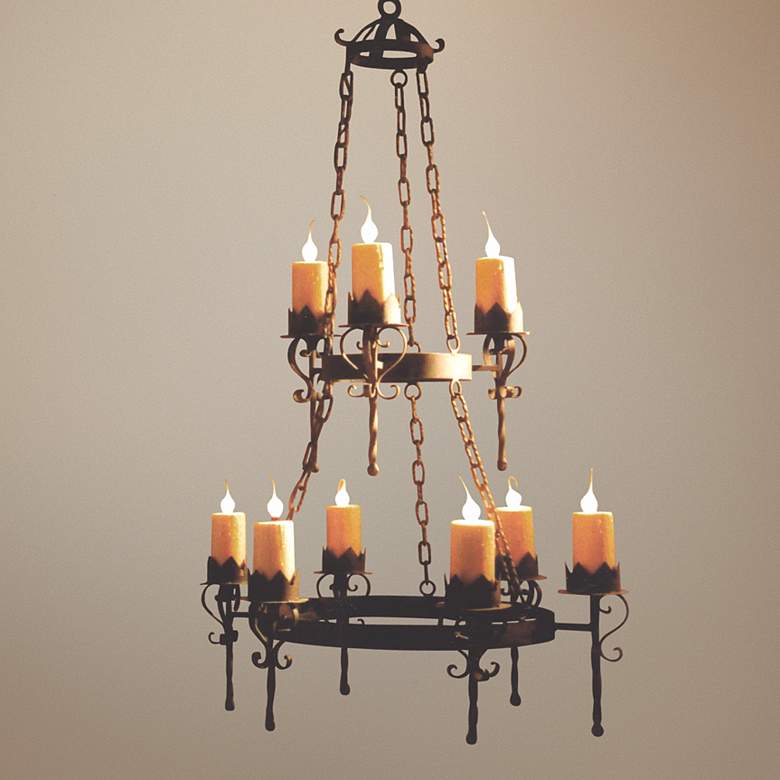 Image 1 Laura Lee Gothic 9-Light 36 inch Wide Forged Iron Chandelier