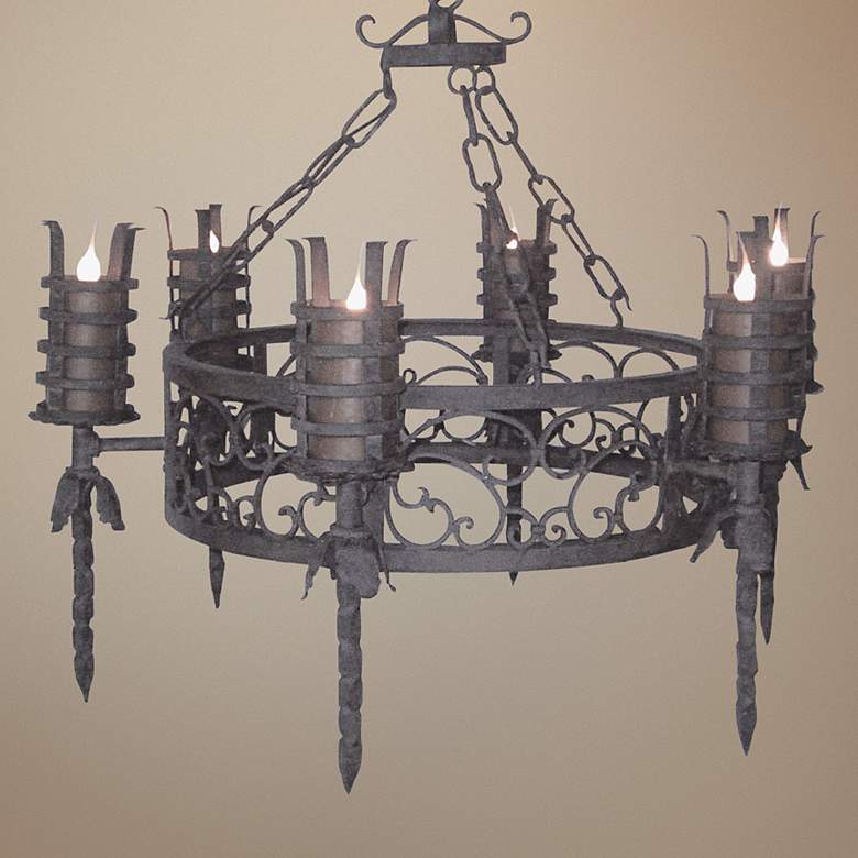Image 1 Laura Lee Lancelot 6-Light 40" Wide Iron Torch Chandelier