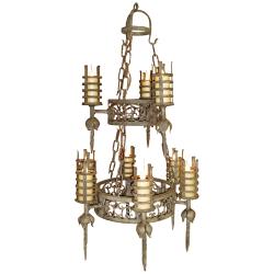 Laura Lee Lancelot Two-Tier 32&quot; Wide Forged Iron Chandelier