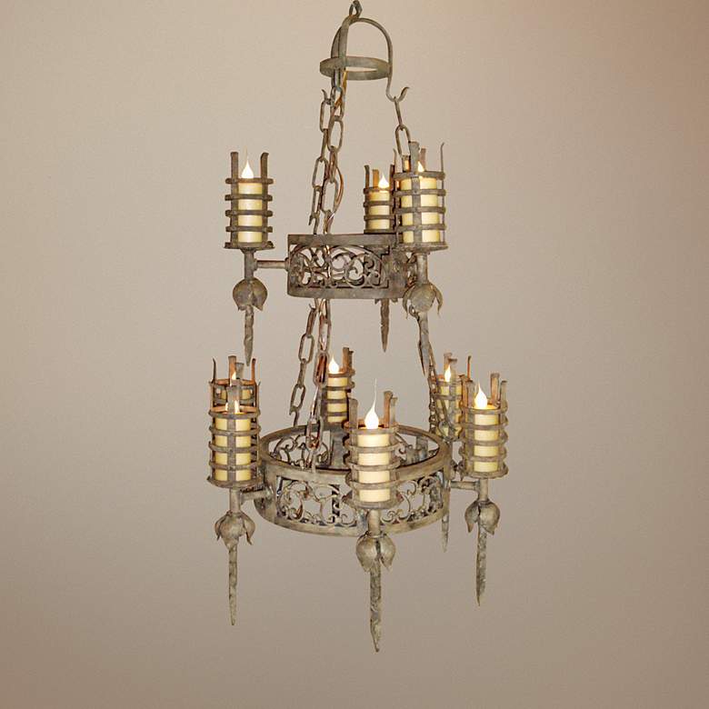 Image 1 Laura Lee Lancelot Two-Tier 32 inch Wide Forged Iron Chandelier