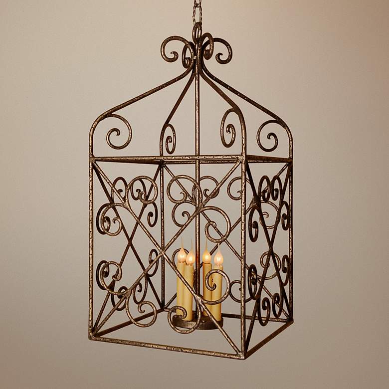 Image 1 Laura Lee Malaga Lantern 4-Light 18" Wide Foyer Chandelier